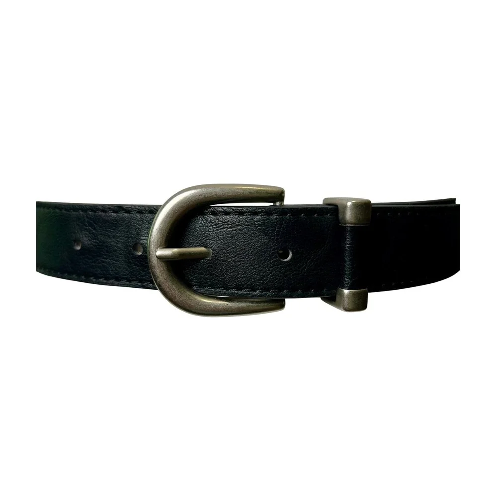 Relic Mens Black Faux Leather Belt Silver Horseshoe Buckle Size Large 100206